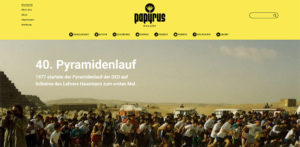 Das Bild zeigt einen Screenshot der Webseite www.papyrus-magazin.de